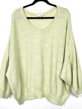 Terra & Sky Light Green Sweater Woven Knit‎ Drop Shoulder Plus Size 3X